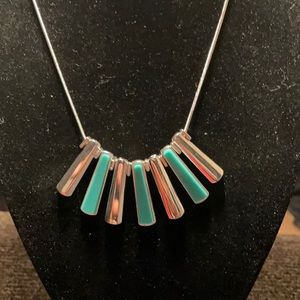 NWT Liz Claiborne Teal and Silver necklace